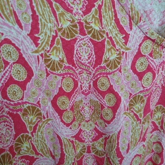 ROSE And Olive Xs Gathered Puff Sleeves Pink Boho Loose Fit Shirt . - Picture 2 of 6